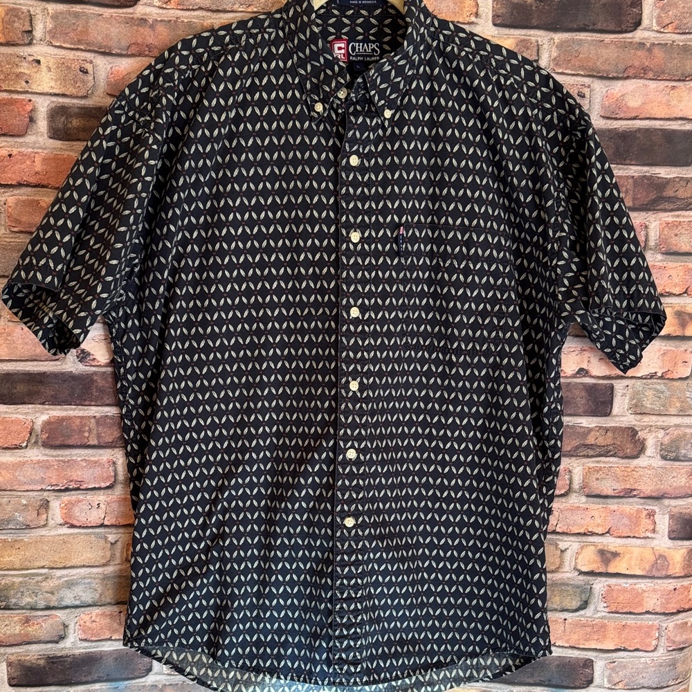 Chaps Ralph Lauren Button Up Short Sleeve Size Large